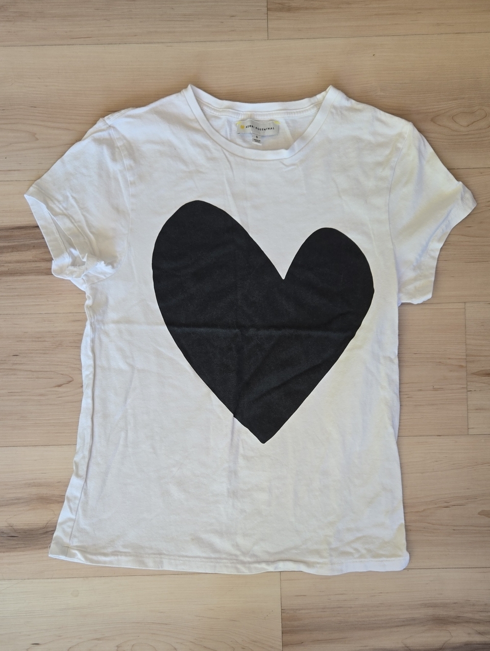 White Tee with Black Heart Graphic - Women
